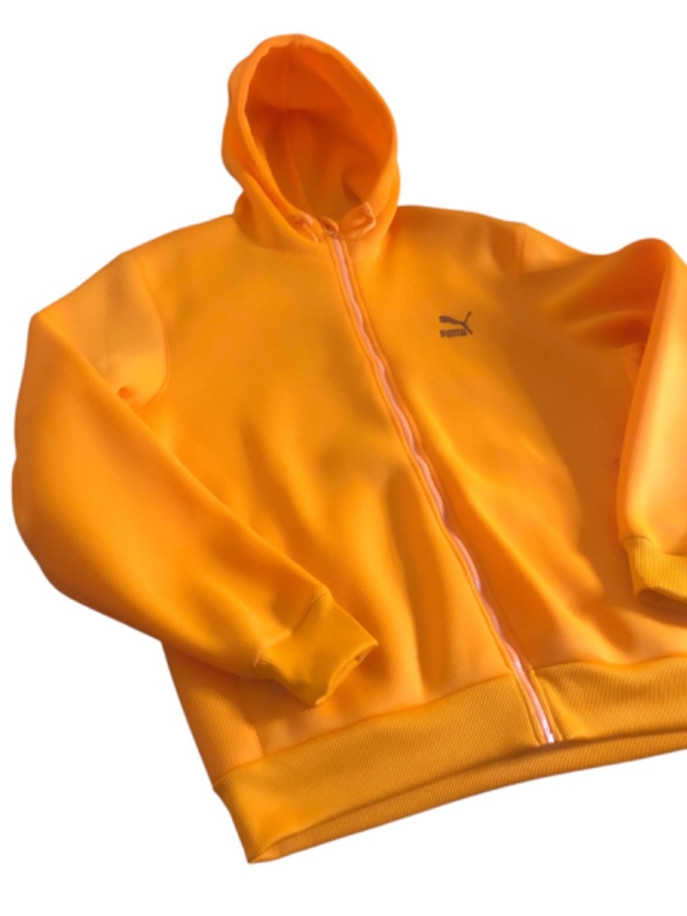PUMA Men’s Full Zip Hooded Neon Orange Track Jacket Size XL
